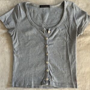 Brandy Melville Blue and White Zelly Crop Top